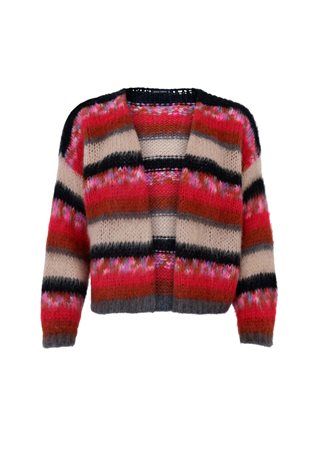Black Colour - Casey Multi Striped - Cardigan - Onesize